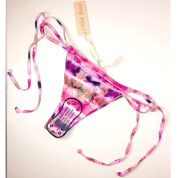 Chloe Rose Pink & Purple Tie Dye String Bikini Set Size Medium - Picture 9 of 11